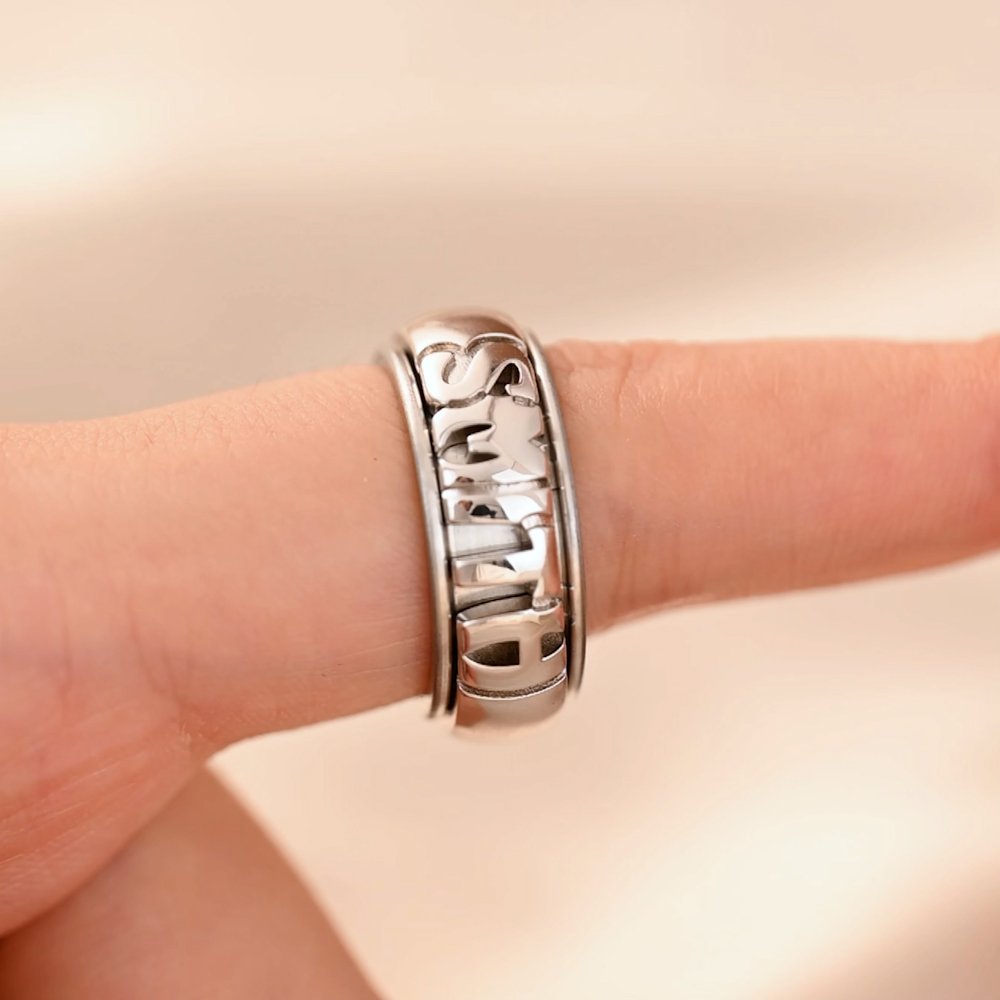 Personalised Double Layered Spinner Anxiety Ring with Name Dainty Jewellery Anniversary Birthday Gift for Him Her 6