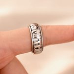 Personalized Double Layered Spinner Anxiety Ring with Name Dainty Jewelry Anniversary Birthday Gift for Him Her