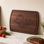 Personalized Heart Shaped Flower Charcuterie Cutting Board with Text Kitchen Decor Birthday Housewarming Gift for Family Friend