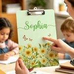 Personalised Birth Flower Butterfly Acrylic Clipboard with Name School Supplies Teacher Appreciation Week Teacher's Day Gift for Teachers Educators