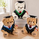 Ourson en peluche de remise des diplômes personnalisé avec nom et année - Chapeau universitaire - Cadeau pour les diplômés