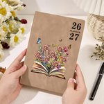 Personalized Birth Flower Butterfly A5 A6 PU Leather Journal Notebook with Year Library Bookish Book Club Gift for Bookworms