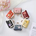Spersonalizowany Bukiet Kwiatów Narodzin Vintage Mini Skórzane Pudełko na Biżuterię z Nazwą i Zamkiem Podróżnym Niezbędny Prezent Urodzinowy dla Druhny dla Kobiet