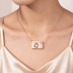 Personalised Camera Birthstone Pull-Out Photo Locket Necklace with Text Dainty Jewellery Birthday Anniversary Gift for Photographer Woman
