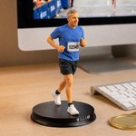 Personalized 3D Marathon Runner Photo Figurine Ornament with Wooden Base and Text  Desk Decoration Birthday Gift for Running Lovers