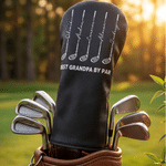 Personalized 1-6 Golf Club Pattern Name PU Leather Golf Club Head Cover with Text Golf Tools Anniversary Retirement Gift for Golf Player Man