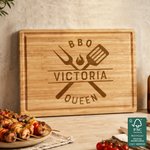 Personalised Engraved BBQ King FSC Bamboo Charcuterie Chopping Board with Name and Juice Groove Housewarming Gift for Family Grill Lovers