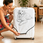 Personalized Line Art Style Pet Photo Luggage Cover with Name Fits 18-32 Inches Suitcase Travel Birthday Gift for Pet Parent Lover