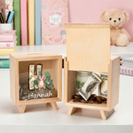 Personalised Cartoon Animal Pattern Wooden Money Box with Name Back to School Children's Day Birthday Gift for Boys Girls