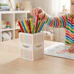 Personalisierter Buntstift-Stifthalter in Form eines Bausteins mit Namen – Dekoration für den Schreibtisch im Alltag, Geschenk zum Lehrertag für Lehrer und Pädagogen