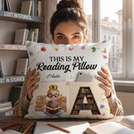 Funda de cojín de bolsillo personalizada con diseño floral y personaje de cómic, con nombre e iniciales; decoración para el hogar y regalo de cumpleaños para los amantes de la lectura