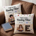 Funda de cojín de bolsillo personalizada con diseño floral y personaje de cómic, con nombre e iniciales; decoración para el hogar y regalo de cumpleaños para los amantes de la lectura