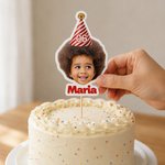 Personalized Birthday Hat Photo Cupcake Topper with Name and Number Party Supplies Birthday Gift for Parents Family Friends