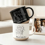 Personalized Line Art Horse and Owner Portrait 12 oz Ceramic Coffee Mug with Name and Handle Daily Use Birthday Gift for Horse Owners Lovers