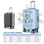 Personalized Line Art Style Pet Photo Luggage Cover with Name Fits 18-32 Inches Suitcase Travel Birthday Gift for Pet Parent Lover