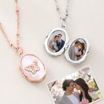 Personalised Butterfly Locket 1-2 Photos Necklace Dainty Jewellery Birthday Anniversary Memorial Gift for Women