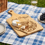 Personalized Flower Highland Cow Wooden Reversible Charcuterie Cutting Board with Engraved Text and Grip Housewarming Birthday Gift for Family Friends