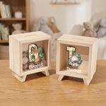 Personalised Cartoon Animal Pattern Wooden Money Box with Name Back to School Children's Day Birthday Gift for Boys Girls