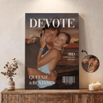 Personalised Magazine Cover Couple Photo Canvas Poster Frameless Framed Painting with Names Anniversary and Date Wedding Party Gift for Couple