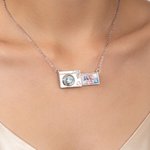 Personalised Camera Birthstone Pull-Out Photo Locket Necklace with Text Dainty Jewellery Birthday Anniversary Gift for Photographer Woman