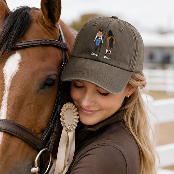 Personalized Cartoon Character Horse Back View Baseball Cap with Name Daily Wear Birthday Gift for Friends Horse Lovers