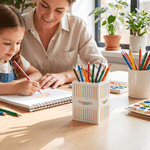 Personalisierter Buntstift-Stifthalter in Form eines Bausteins mit Namen – Dekoration für den Schreibtisch im Alltag, Geschenk zum Lehrertag für Lehrer und Pädagogen
