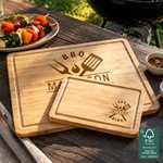 Personalised Engraved BBQ King FSC Bamboo Charcuterie Chopping Board with Name and Juice Groove Housewarming Gift for Family Grill Lovers