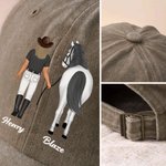 Personalised Cartoon Character Horse Back View Baseball Cap with Name Daily Wear Birthday Gift for Friends Horse Lovers