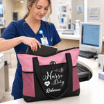 Personalized Stethoscope Healthcare Theme Large Tote Bag with Name and Mesh Pockets Nurse Week Nurse Appreciation Gift for Nurse Doctor