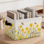 Panier réutilisable de grande capacité avec poignée, personnalisé avec le nom et le motif floral correspondant à la date de naissance, idéal pour le rangement au quotidien – Cadeau d'anniversaire pour