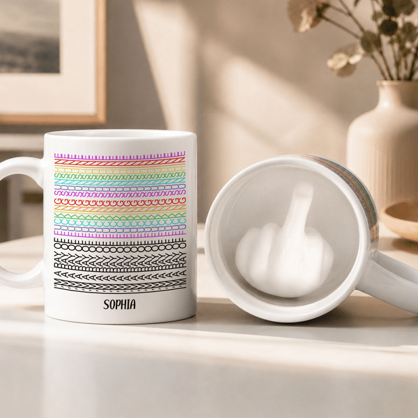 Personalized I'm A Ray of Fucking Sunshine Middle Finger 11 oz Ceramic Mug with Name Daily Use Birthday Gift for Friend Colleague