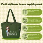 Gepersonaliseerde ribfluwelen lerarentas met cartoonfiguur naam en schoolvak - cadeau voor lerarendag verjaardag en het nieuwe schooljaar