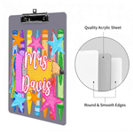 Personalized Multicolor Crayon Stars Double-Sided Portable Clipboard with Title & Surname Teacher's Day Appreciation Birthday Gift for Teachers