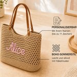 Personalisierte Boho-Häkeltasche mit Namen | Tote Bag | Alltag Sommerurlaub Geburtstag Geschenk für Frauen Freundinnen