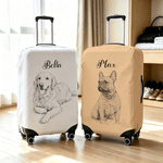 Personalized Line Art Style Pet Photo Luggage Cover with Name Fits 18-32 Inches Suitcase Travel Birthday Gift for Pet Parent Lover