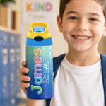 Personalized Gradient Color Name 12 oz Insulated Water Bottle with Text Back to School Birthday Gift for Kid