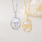 Personalised Butterfly Locket 1-2 Photos Necklace Dainty Jewellery Birthday Anniversary Memorial Gift for Women
