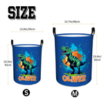 Personalized Ink Splash Cartoon Dinosaur Storage Laundry Basket with Name Kid's Room Birthday Gift for Kids Boys Girls