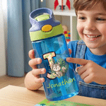 Personalised Animal Initial 16 oz Kids Water Bottle with Straw and Name Daily Use Back to School Birthday Gift for Kids Students