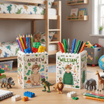 Personalized Cartoon Kid Photo Fantasy Unicorn Dinosaur Building Blocks Brick Pen Holder with Name Desk Decor Back to School Birthday Gift for Kids