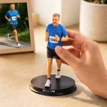 Personalized 3D Marathon Runner Photo Figurine Ornament with Wooden Base and Text  Desk Decoration Birthday Gift for Running Lovers