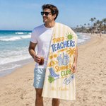 Personalized Tired Teachers Oversized Quick Dry Beach Towel with Text Beach Pool Party Summer Vacation Birthday Gift for Teacher Friends