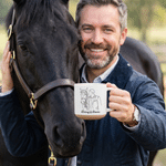 Personalized Line Art Horse and Owner Portrait 12 oz Ceramic Coffee Mug with Name and Handle Daily Use Birthday Gift for Horse Owners Lovers