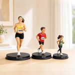 Personalized 3D Marathon Runner Photo Figurine Ornament with Wooden Base and Text  Desk Decoration Birthday Gift for Running Lovers