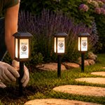 Personalisierte, wasserfeste Solar-Gartenleuchte mit Foto, Aufschrift „We're Always with You“ sowie Namen und Datum – Gartendekoration und Gedenkgeschenk für Tierfreunde und Hinterbliebene