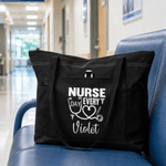 Personalized Stethoscope Healthcare Theme Large Tote Bag with Name and Mesh Pockets Nurse Week Nurse Appreciation Gift for Nurse Doctor