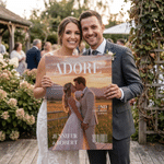 Personalised Magazine Cover Couple Photo Canvas Poster Frameless Framed Painting with Names Anniversary and Date Wedding Party Gift for Couple