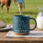 Personalized Line Art Horse and Owner Portrait 12 oz Ceramic Coffee Mug with Name and Handle Daily Use Birthday Gift for Horse Owners Lovers