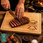 Personalised Engraved BBQ King FSC Bamboo Charcuterie Chopping Board with Name and Juice Groove Housewarming Gift for Family Grill Lovers