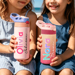 Personalized Gradient Color Name 12 oz Insulated Water Bottle with Text Back to School Birthday Gift for Kid